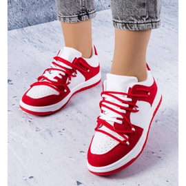 PA1 Vegyes anyagokból készült piros tornacipő a Hilától fehér 1