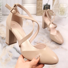 Sergio Leone SK863 női magas sarkú kávés szandál bézs 1