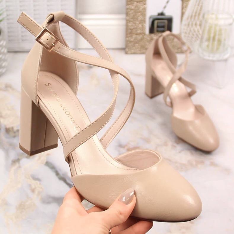 Sergio Leone SK863 női magas sarkú kávés szandál bézs 1