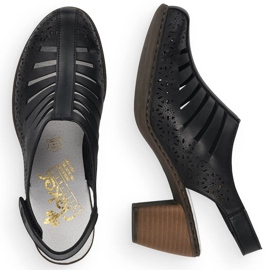 Bőr kényelmes női magassarkú szandál Rieker 40959-00 fekete 2