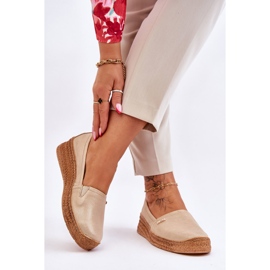 Lemar Női Wedge Leather Espadrilles Beige &amp; Gold Hadlee bézs 2