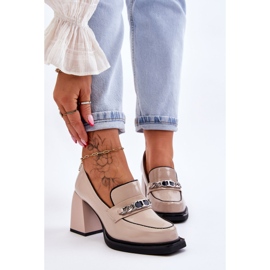 S.Barski Kényelmes pumpák masszív sarkú bézs Julien 1