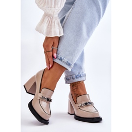 S.Barski Kényelmes pumpák masszív sarkú bézs Julien 2