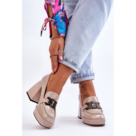 S.Barski Bőr pumpák masszív sarkú bézs Maximo 2