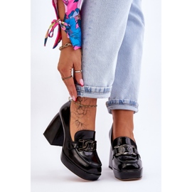 S.Barski Bőr pumpák masszív sarkú fekete Maximo 1