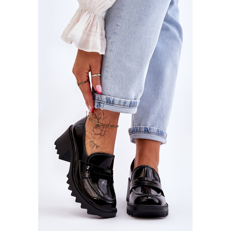 S.Barski Black Jay Patent Heels mokaszin pumpák fekete 1