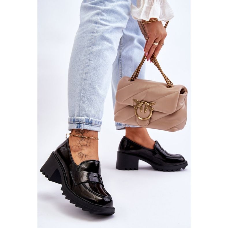 S.Barski Black Jay Patent Heels mokaszin pumpák fekete 2