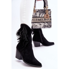 S.Barski Női alacsony velúr Cowboy csizma fekete Elyse 2