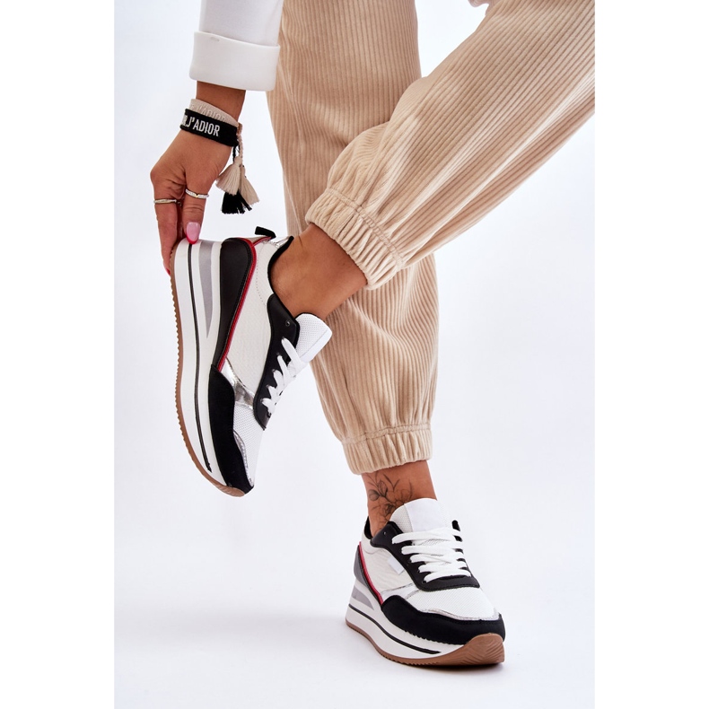 BM Női Wedge And Platform tornacipő Fehér és Fekete Allen 2 BM Női Wedge And Platform tornacipő Fehér és Fekete Allen 2