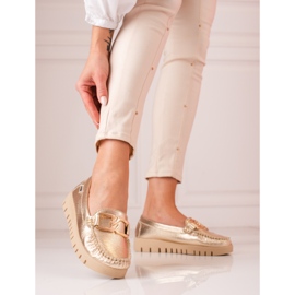 Női arany mokaszinok a Shelovet platformon aranysárga 2