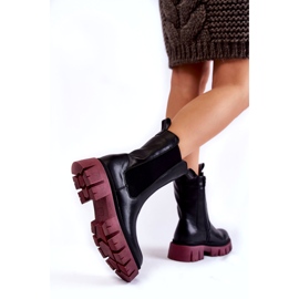 PE1 Női Platform Workers Boots Fekete-Claret Aliana 2