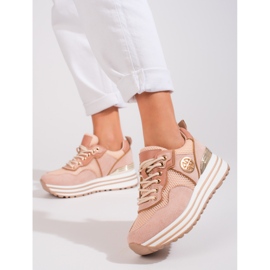 W. Potocki Női fűzős tornacipő Potocki púder rózsaszín 1