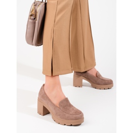 W. Potocki Női velúr magas sarkú cipő Potocki bézs 1