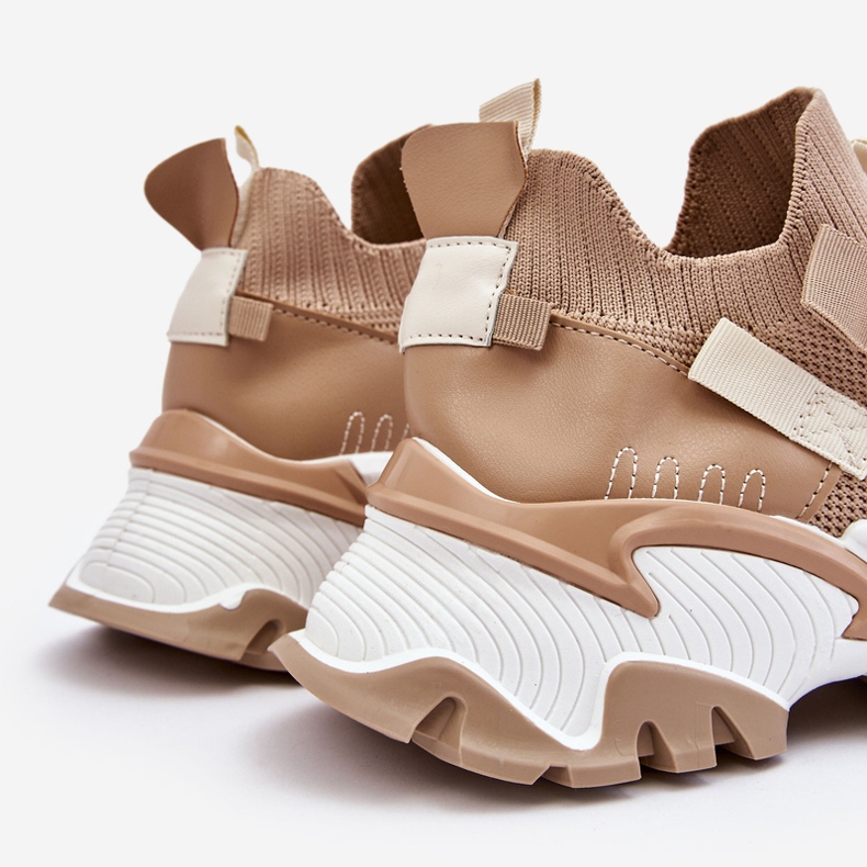 PS1 Női felbújós zoknis tornacipő Sötétbézs Keaton 1 PS1 Női felbújós zoknis tornacipő Sötétbézs Keaton 1