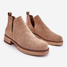 PS1 Angie Suede áttört lapos sarkú csizma sötét bézs 1 PS1 Angie Suede áttört lapos sarkú csizma sötét bézs 1