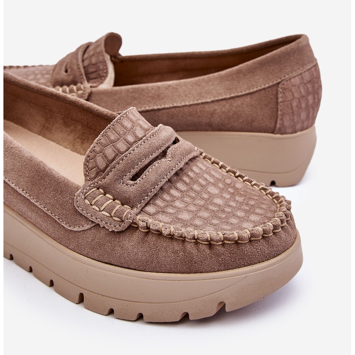 Lemar Milana Suede Platform Loafers Sötétbézs 1