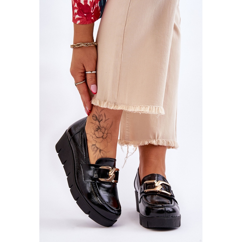 Lemar Fekete Felicita Patent Wedge Loafers 1