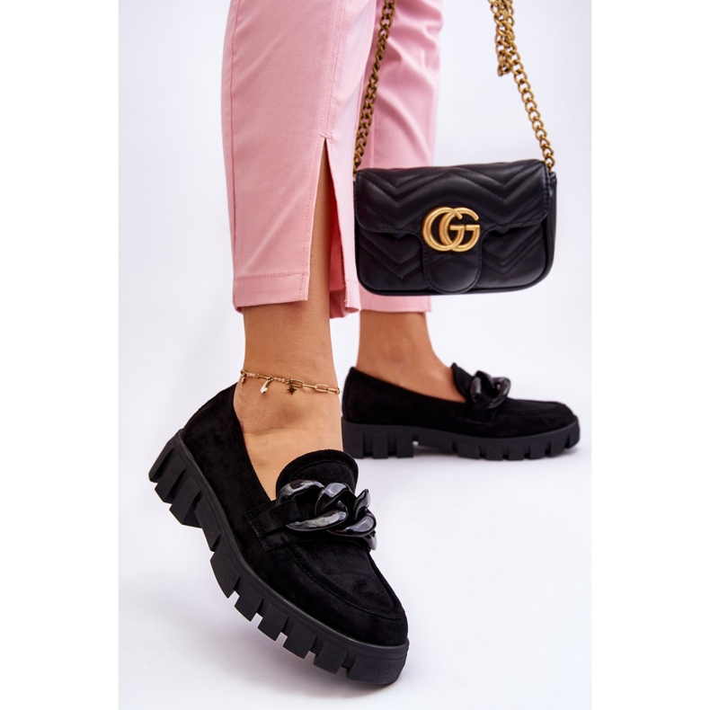 Vinceza Női Velúr Platform Loafers Fekete Bennett 2