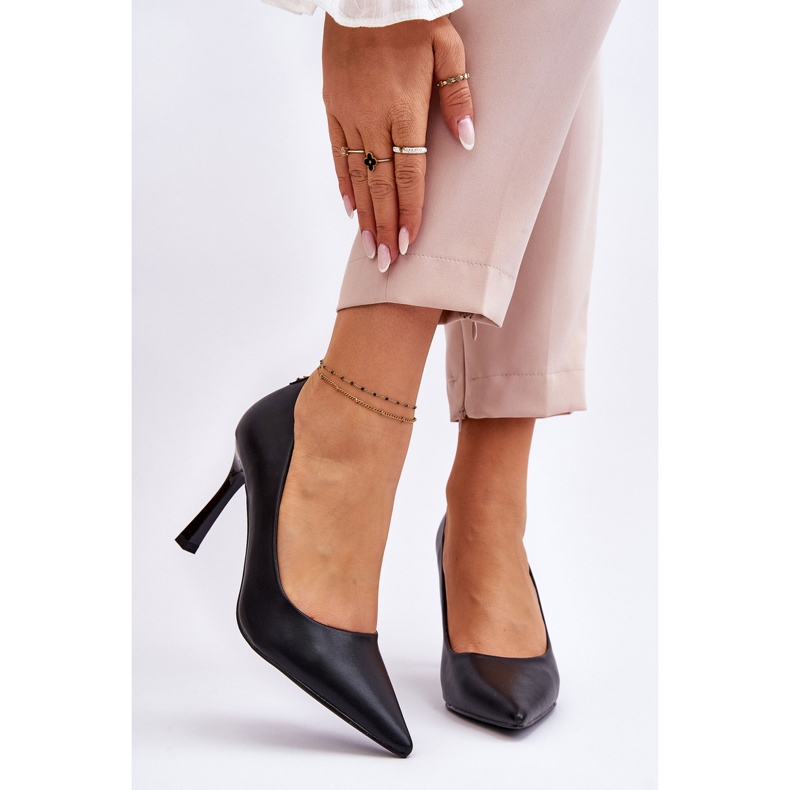 Vinceza Bőr klasszikus magassarkú fekete Kelsey 1