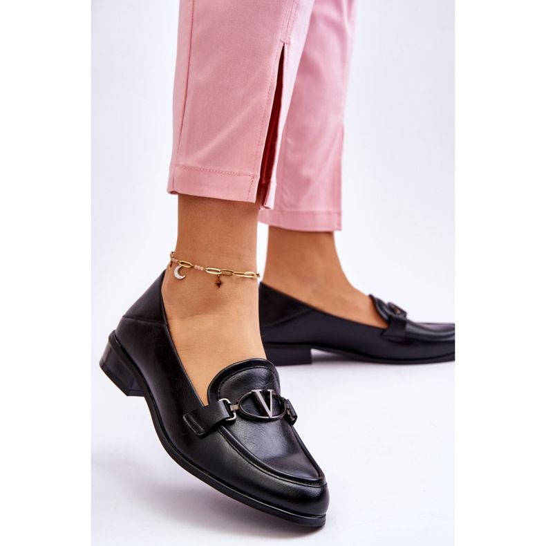 Vinceza Fekete Marra bőr lapos sarkú naplopók 2