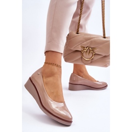 Vinceza Klasszikus Patent Wedge Pumps Bézs Paola 2