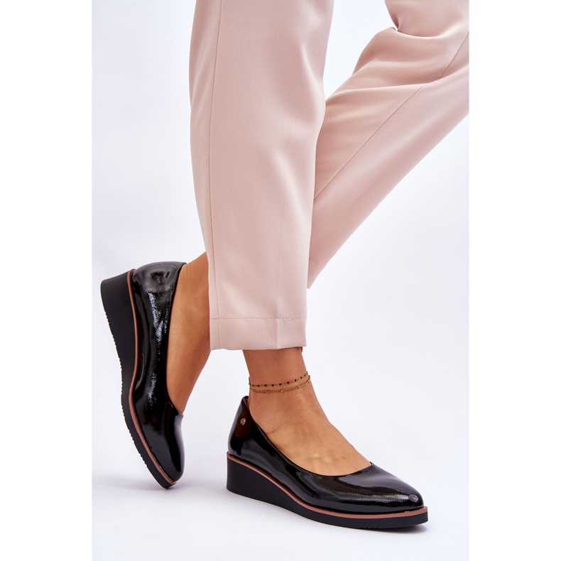 Vinceza Klasszikus lakkbőr ékszivattyúk, fekete paola 2