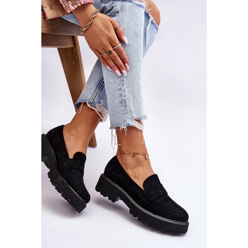 Vinceza Klasszikus Velúr Loafers Black Corrin fekete 2