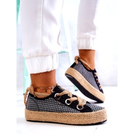 Női fonott tornacipő Big Star JJ274393 fekete bézs 4