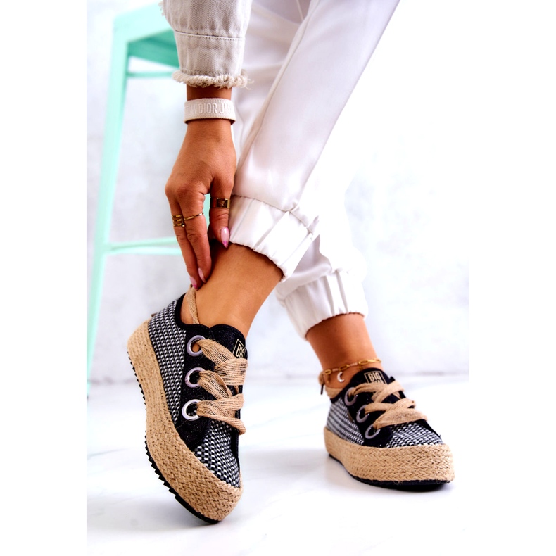 Női fonott tornacipő Big Star JJ274393 fekete bézs 1