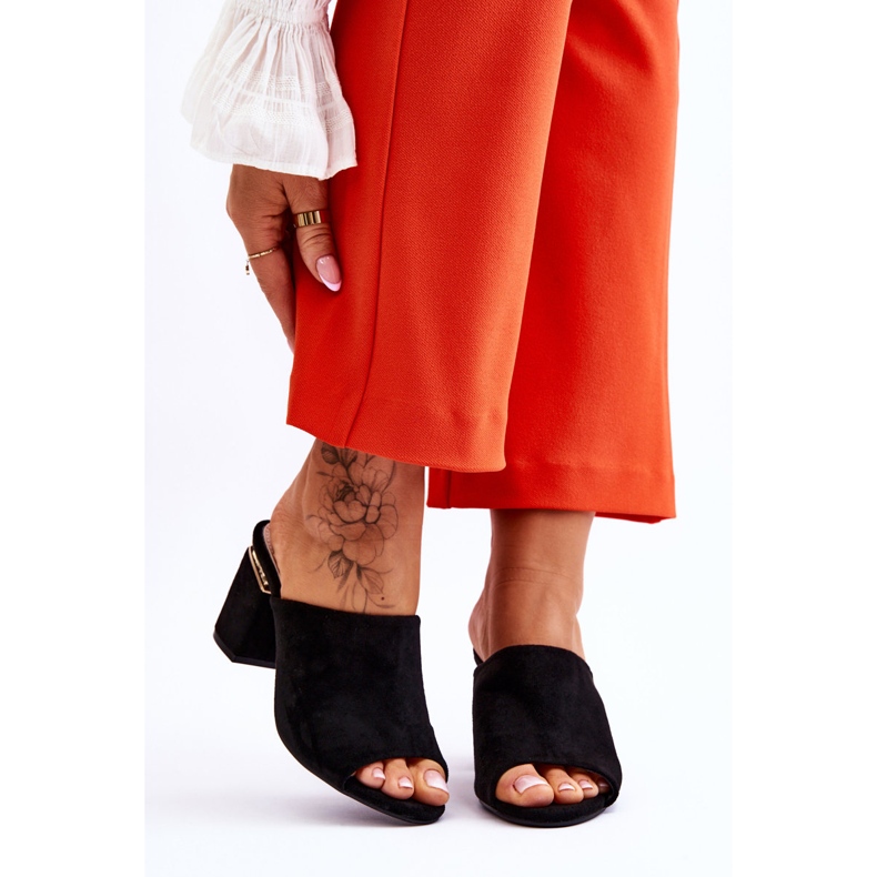 Vinceza Női velúr magassarkú papucs fekete Carter 1