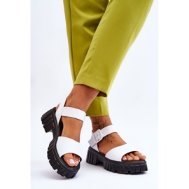 Vinceza Női bőr lapos szandál fehér Dean 2