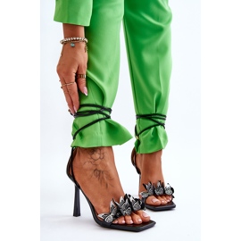 Kötött szandál magas sarkú fekete Delmar pillangókkal 2