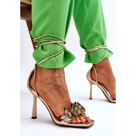 FS1 Kötött szandál magas sarkú arany Delmar pillangókkal aranysárga 1