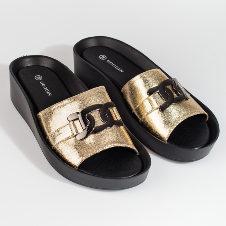 Arany színű női Shelovet platformpapucs aranysárga 1