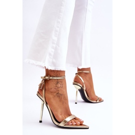 FS1 Elegáns Szandál Magas Sarkú Arany Zaria Díszekkel aranysárga 2