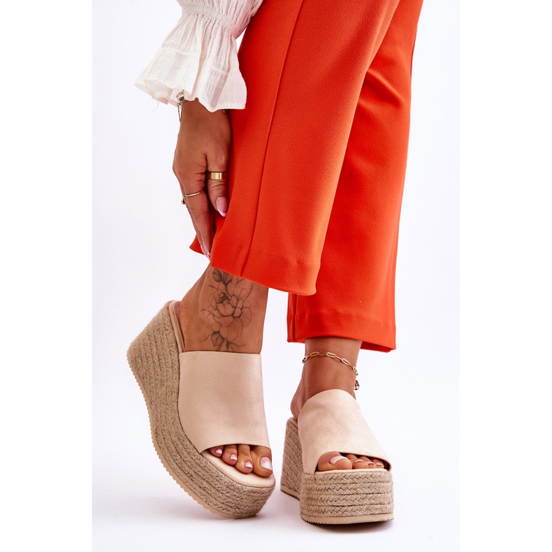 FS1 Női ék és platform papucs bézs Ysabel 1