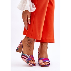 FS1 Női mintás sarkú papucs Lila Adelise ibolya sokszínű 2