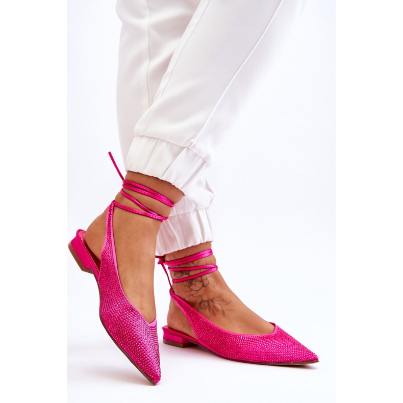 Kötött balerinák strasszokkal Fukszia Mavis rózsaszín 2