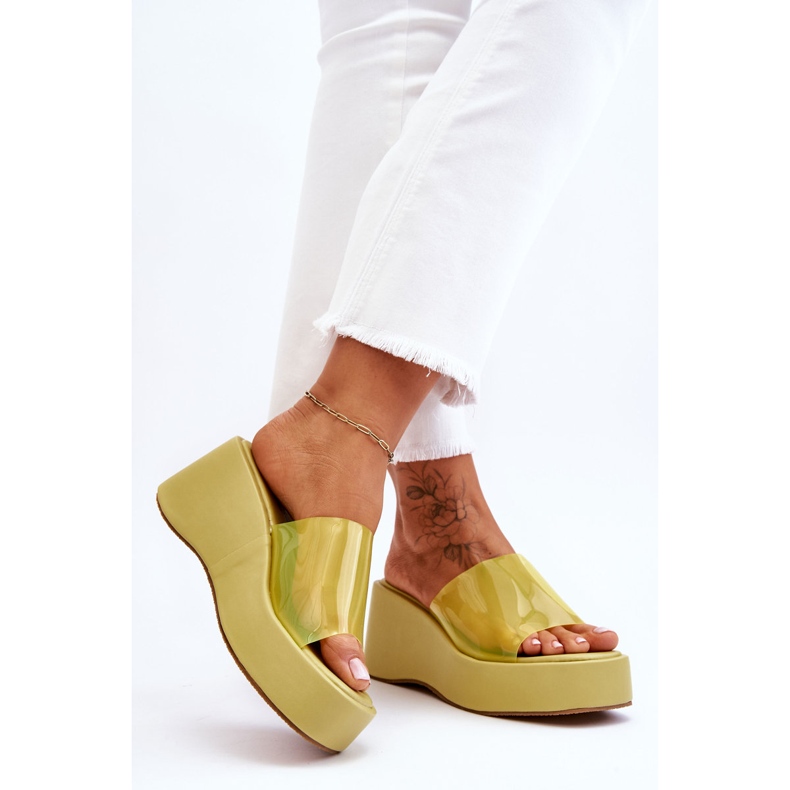 FS1 Női átlátszó ékpapucs világoszöld Eliane 2