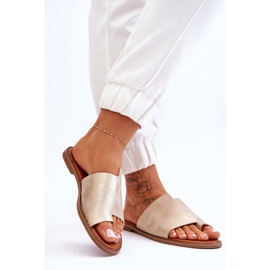 Evento Női bőr papucsok világos arany Amite aranysárga 2