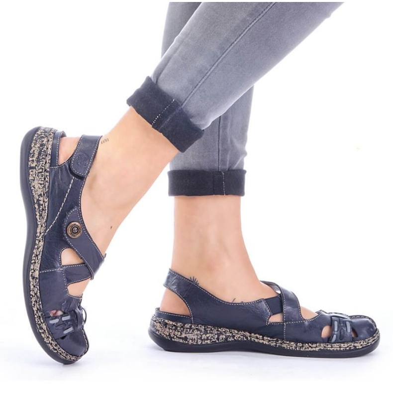 Tépőzáras kényelmes szandál Rieker W 46377-14 kék 2