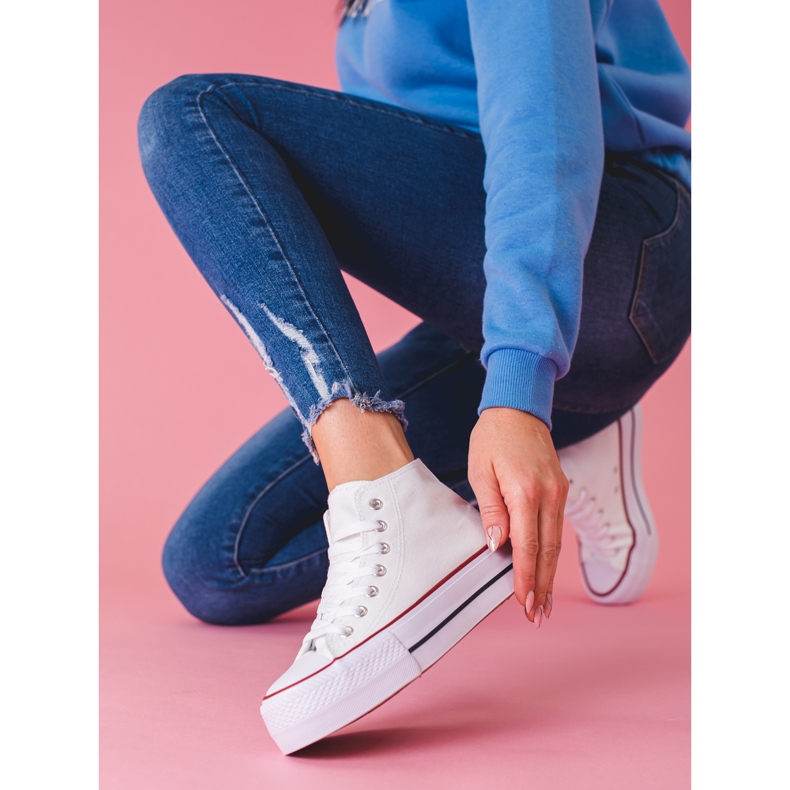 SHELOVET Magas cipők a platformon fehér 1