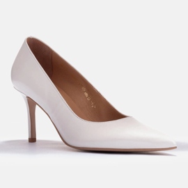 Marco Shoes Elegáns tűsarkú puha bőrből fehér 2