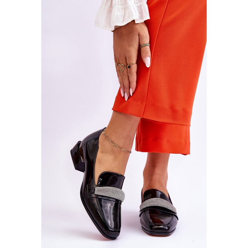 S.Barski Patent Black Lavern magassarkú cipők cirkóniával fekete 1