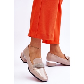 S.Barski Patent magassarkú cipők strasszokkal bézs lavina 2