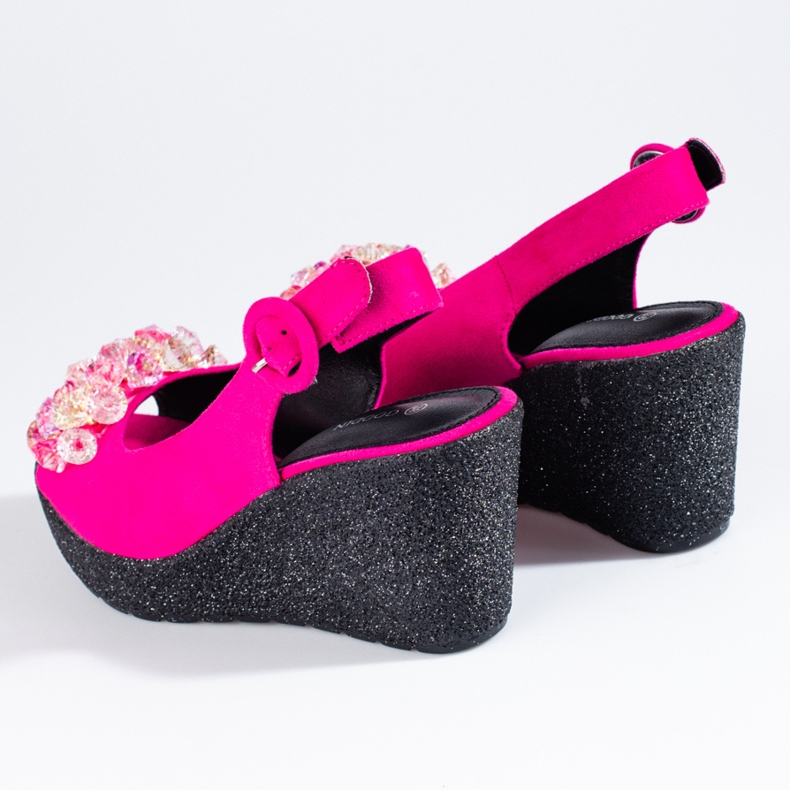 Női Shelovet rózsaszín velúr ékszandál 2