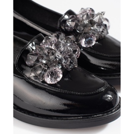 W. Potocki Lakkozott női cipő Potocki fekete díszítéssel 1