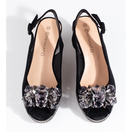 W. Potocki Női fekete ékes espadrill szandál Potocki 2