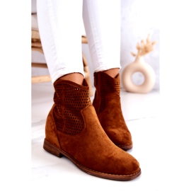 S.Barski Velúr női csizma Hidden Wedge Camel Solene barna 2