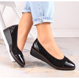 Női áttört ékpumpák fekete Jezzi RMR2265-2 1